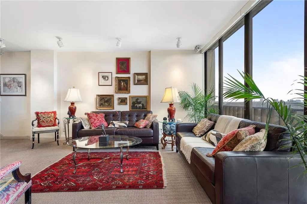 Living area with carpet