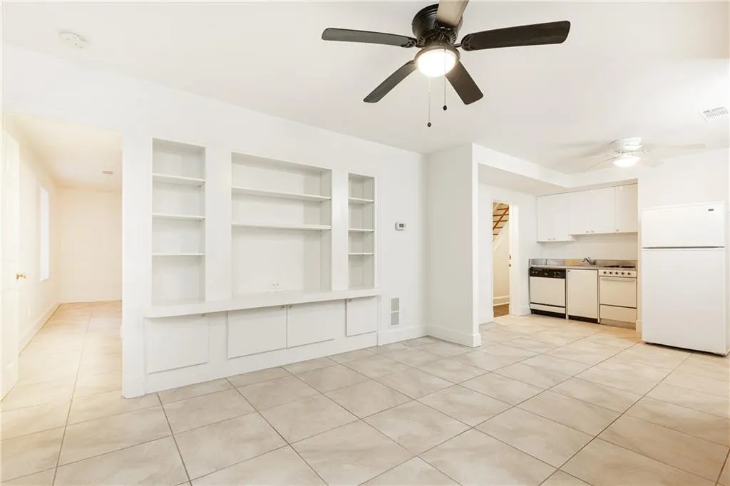 Terrace level au pair suite living room with built-ins