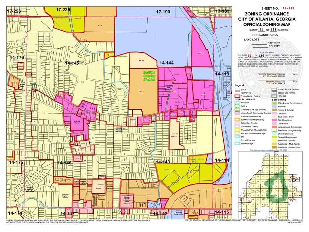 Official Zoning Map. Illustrating zoning districts and overlay classifications for the property