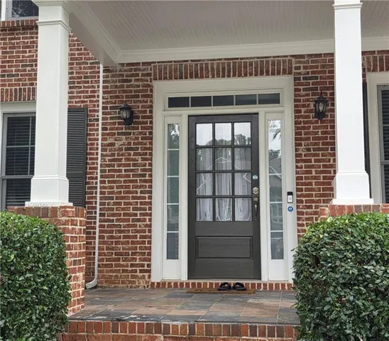 Brick facade with a covered porch
