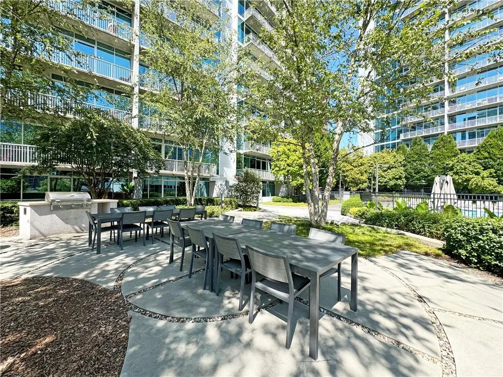 View of patio with area for grilling