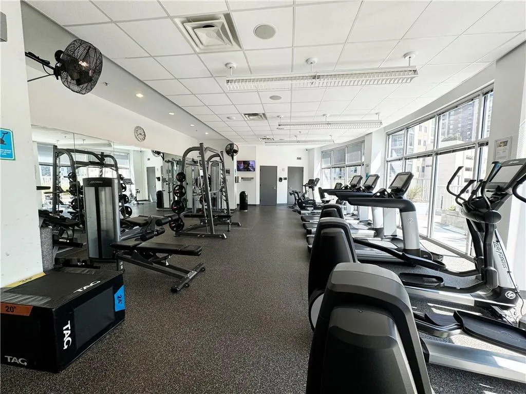 Gym featuring a drop ceiling