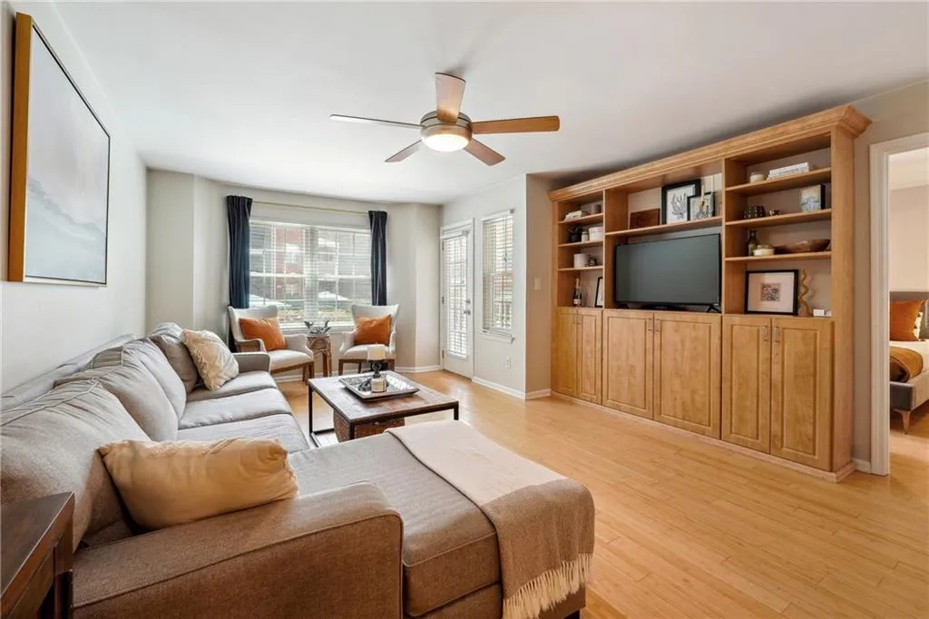 Living room with built in bookcase for convenient storage