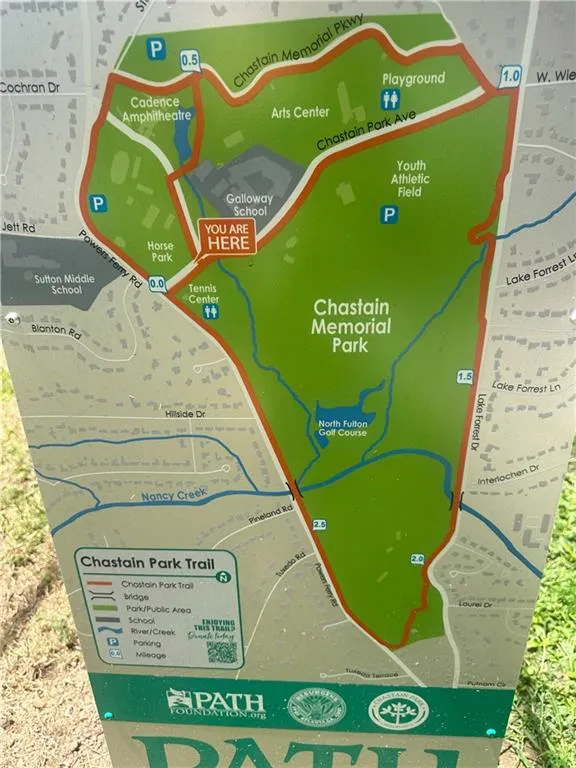 Map location Chastain Park with running trail map