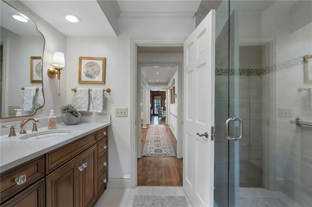 Totally renovated downstairs full bath that also serves guests