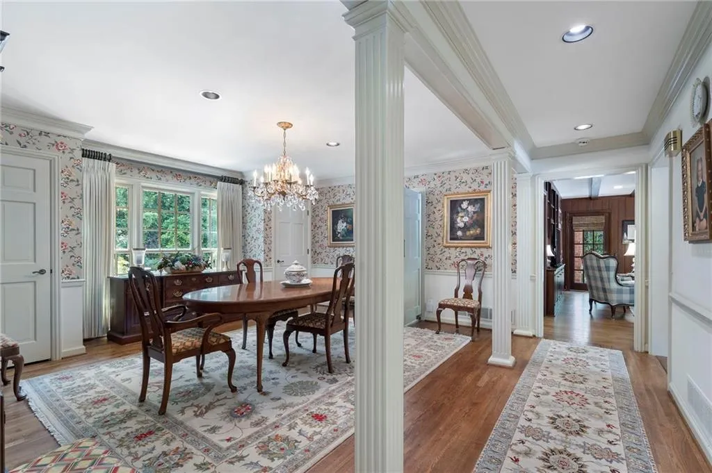Gleaming hardwoods on much of the main level.  Dining room with two built-in china cabinets