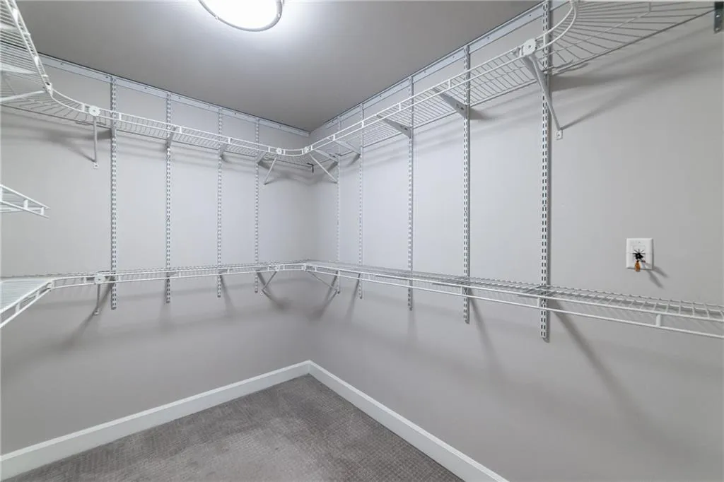 Spacious closet with carpet floors