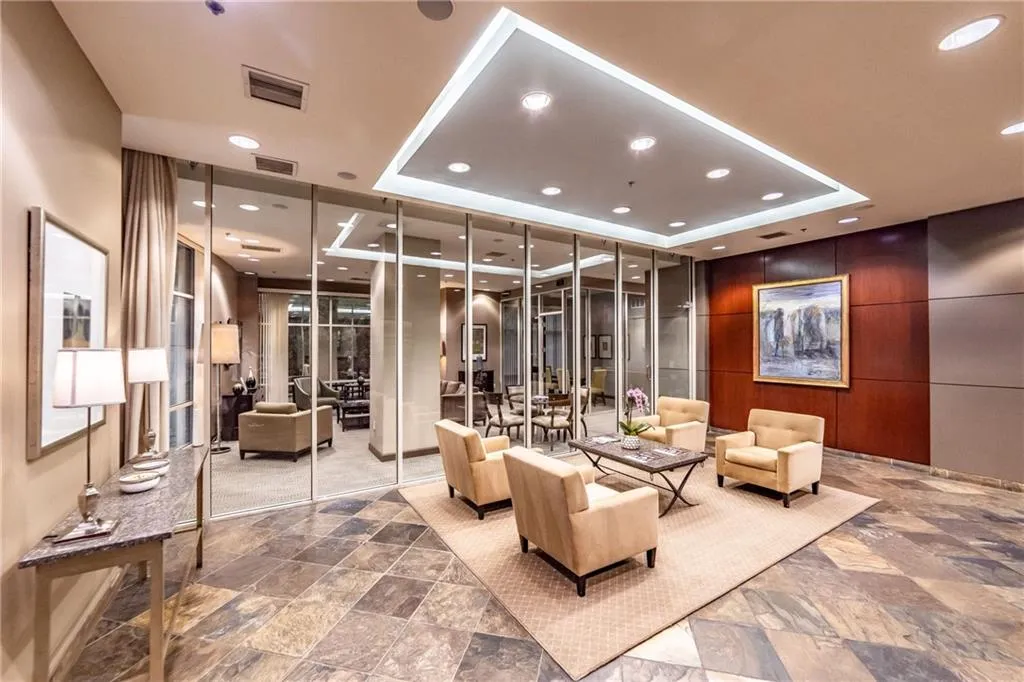 Community lobby featuring recessed lighting