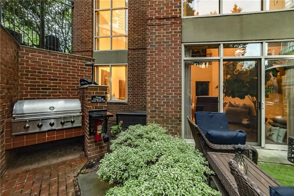 View of patio with area for grilling