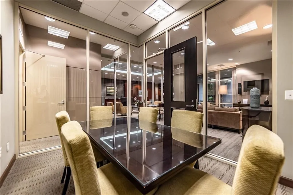 Dining room featuring carpet flooring