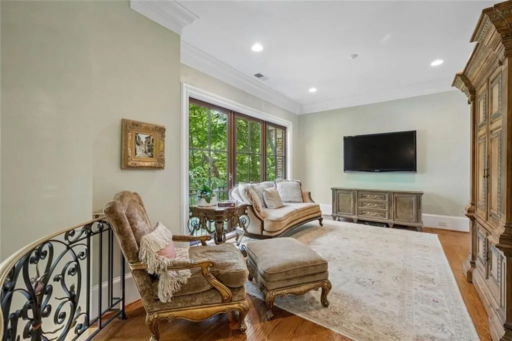 Sitting room flooded with natural light.
