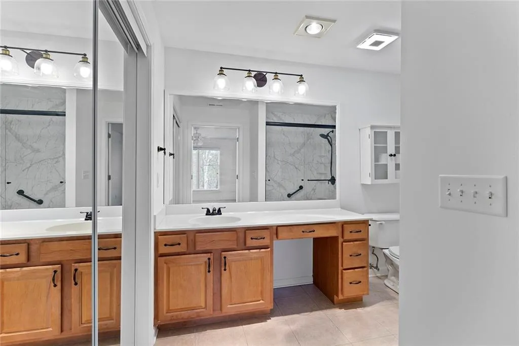 large vanity with ample storage space