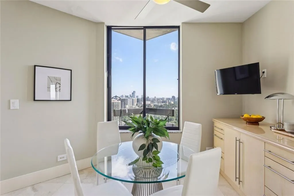 Enjoy morning coffee overlooking Buckhead's vibrant skyline.