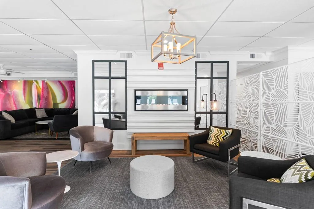 Building lobby featuring visible vents