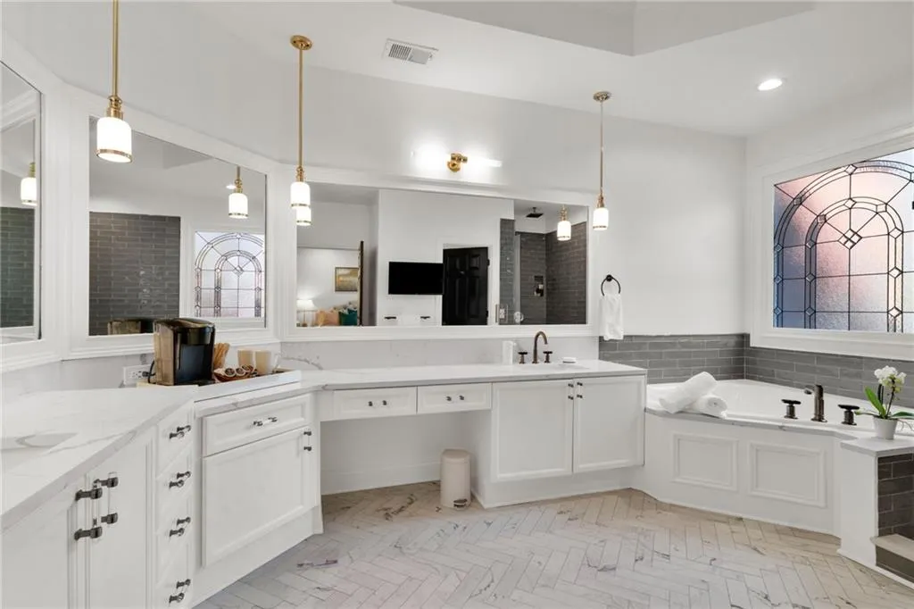 Spa Master Bath with soaking tub, double vanities, separate shower