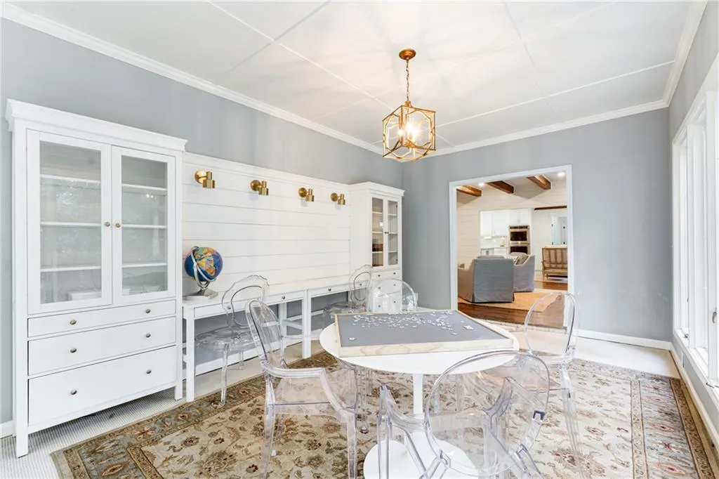 CUSTOM BUILT-IN STUDY CENTER | NEUTRAL PAINT | BRIGHT NATURAL LIGHT | VIEW TO LIVING ROOM