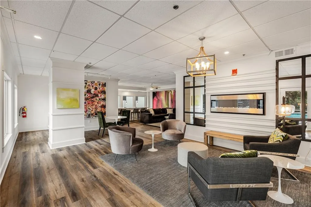 Lobby with a drop ceiling