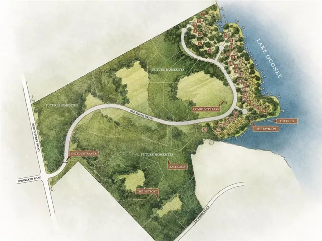 Camp Buckhead site map, subject to change, not to scale