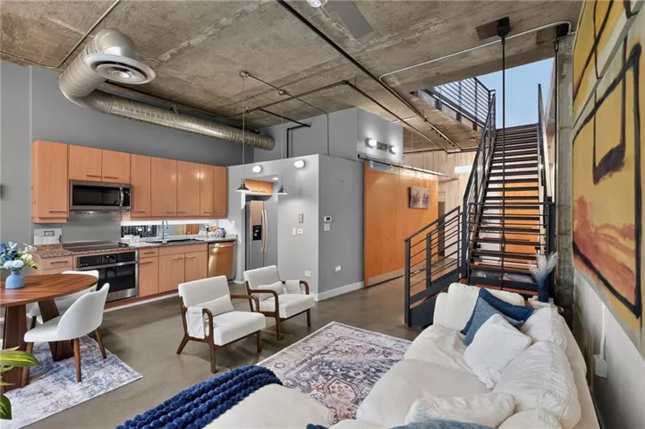 Exceptional two-story industrial penthouse loft. Can also be leased furnished for additional cost