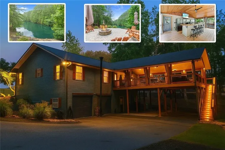 Two-story residence featuring a large covered deck with integrated lighting, wood-finish ceiling, and an outdoor kitchen