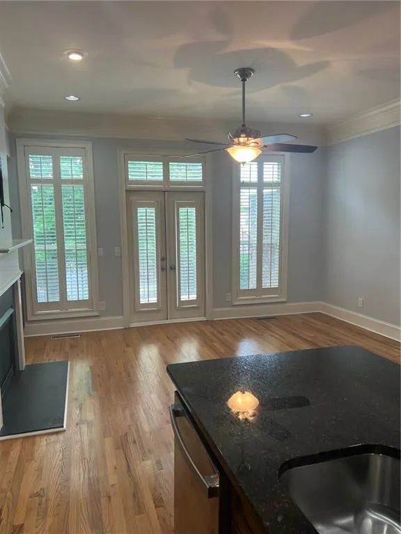 The French Doors open onto the deck.