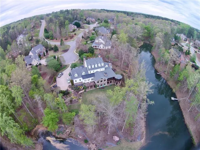 Drone / aerial view of a large body of water