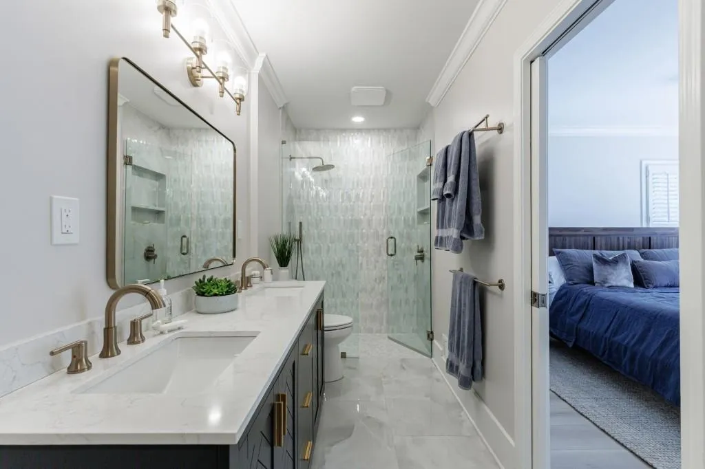 Primary Bathroom with pocket door