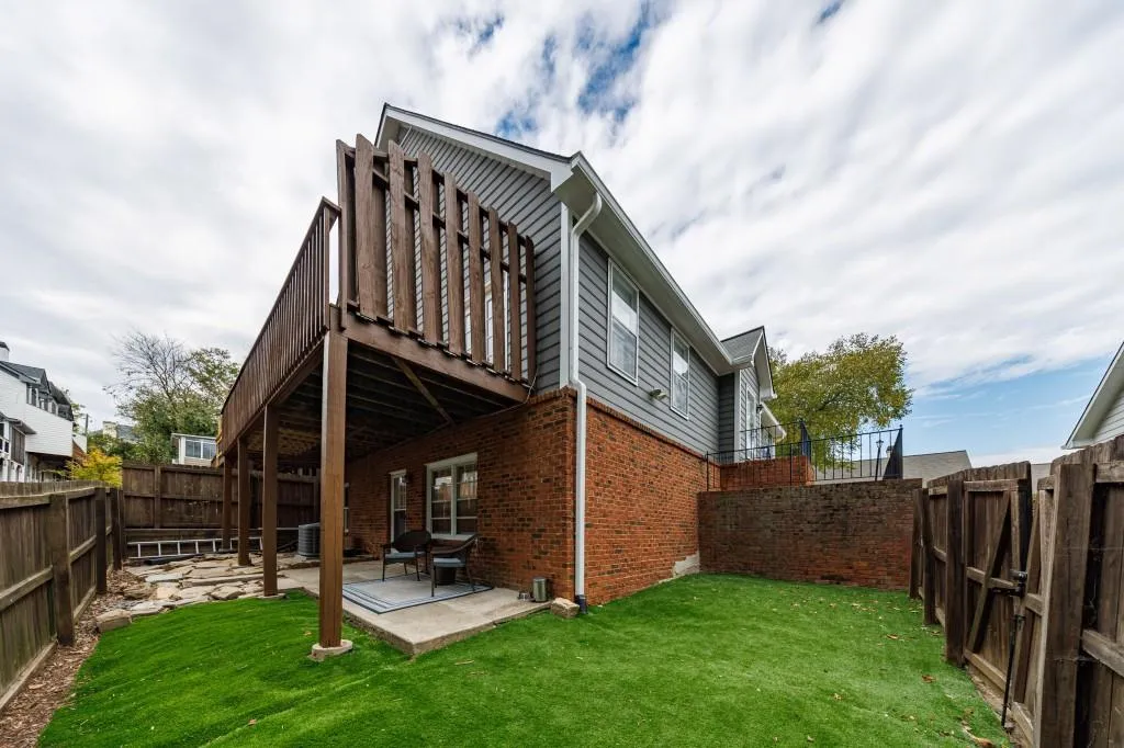 Backyard with artificial turf