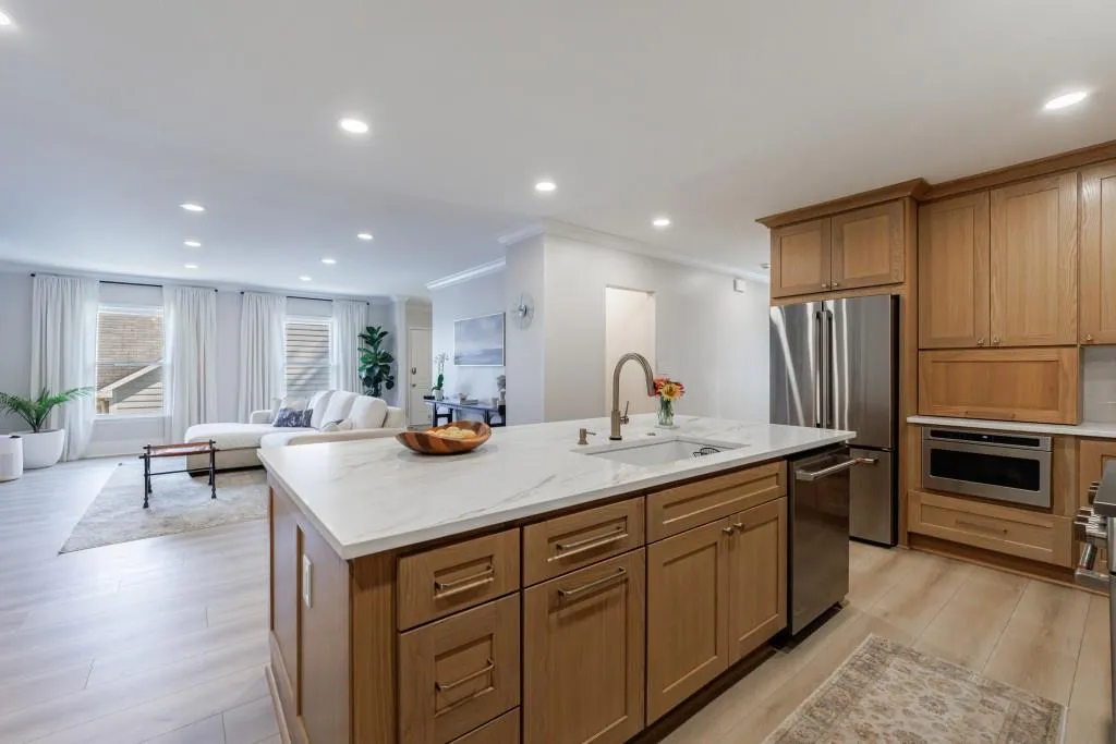 Kitchen with view of Living room