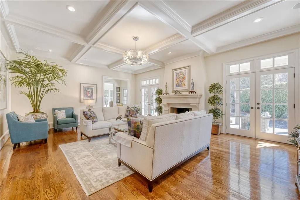 French doors invite the garden feel inside.