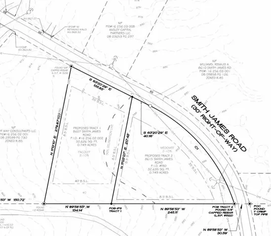 Survey Plat. Illustrating the property boundaries, dimensions, and adjacent road right-of-way