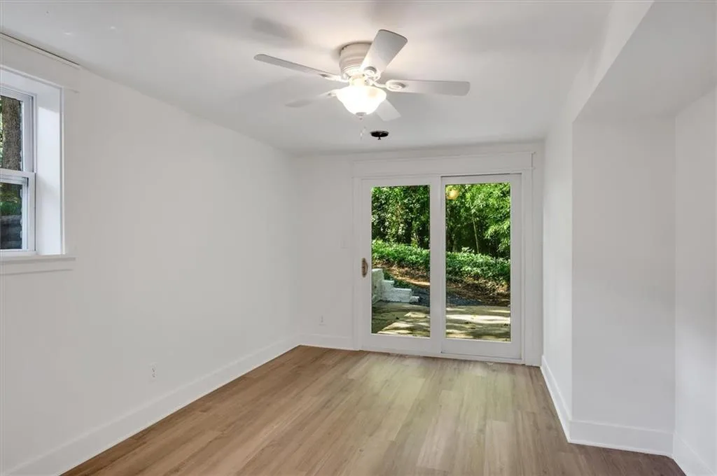 with sliding glass door to a concrete patio