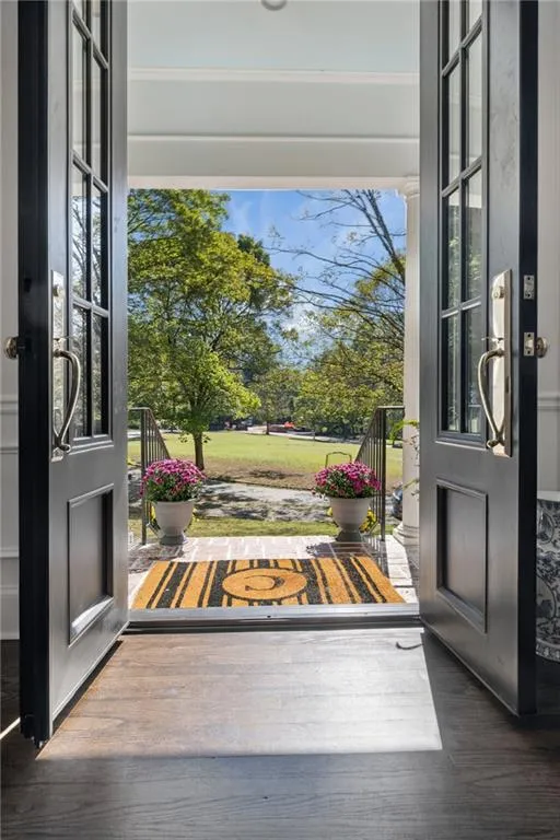Looking out to common area