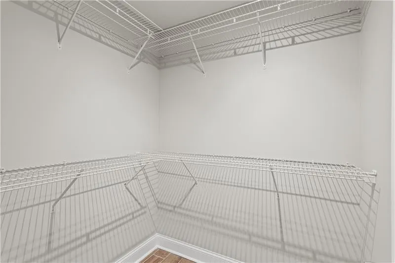 Walk in closet with wood finished floors