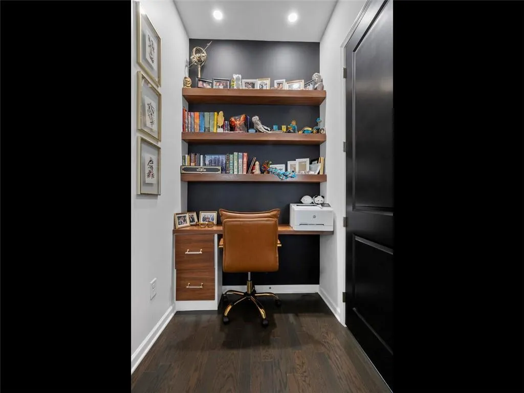Built in walnut wood desk