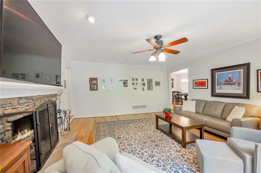 Family room with fireplace