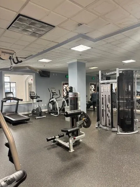 Workout area with a drop ceiling