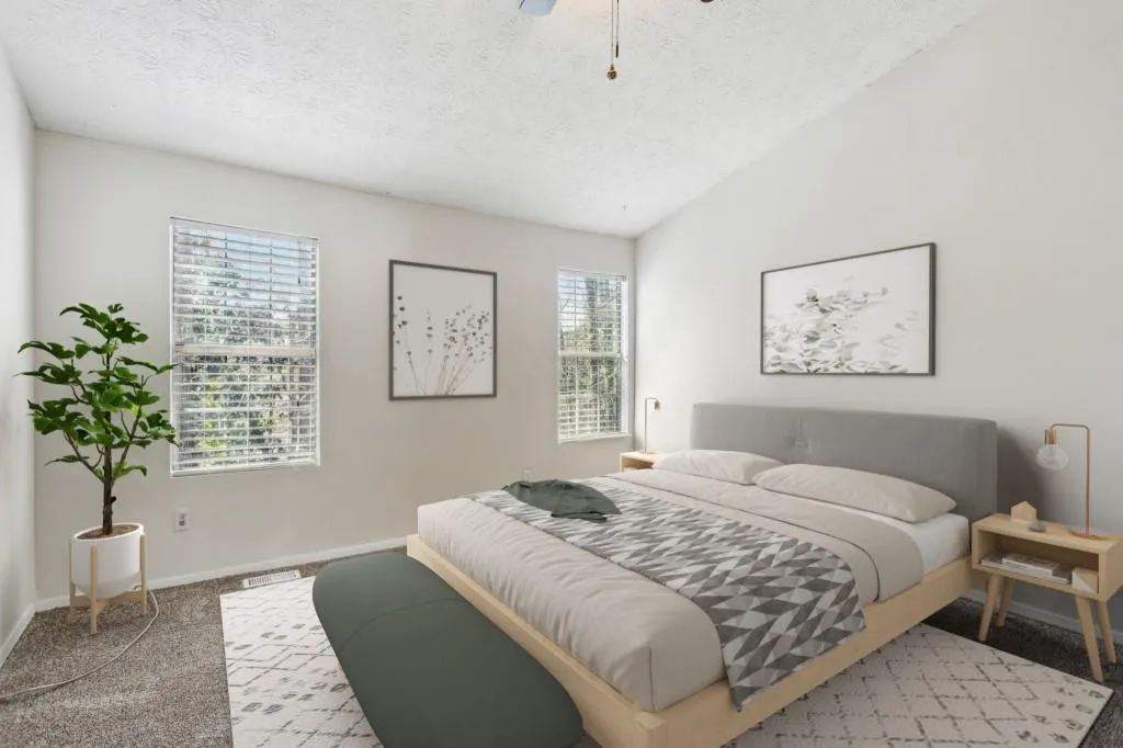 One Of Two Spacious Ensuite Bedrooms With Tall Ceilings