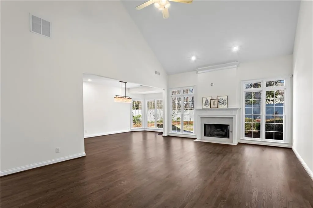 Family Room with Vaulted Ceiling