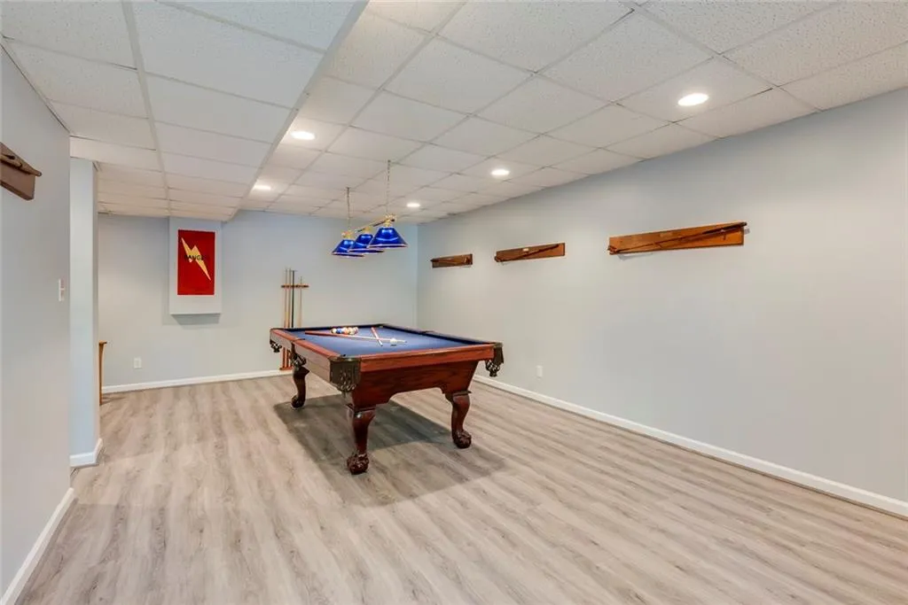Basement Entertainment Room with New LVP Flooring