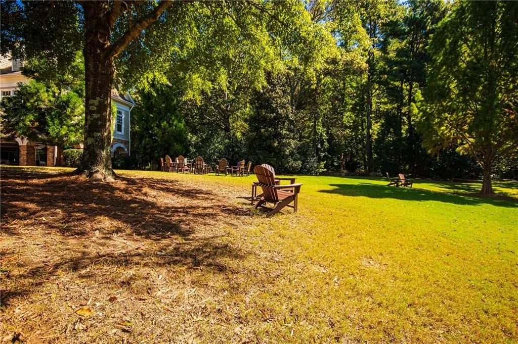 Grassy yard by the pond