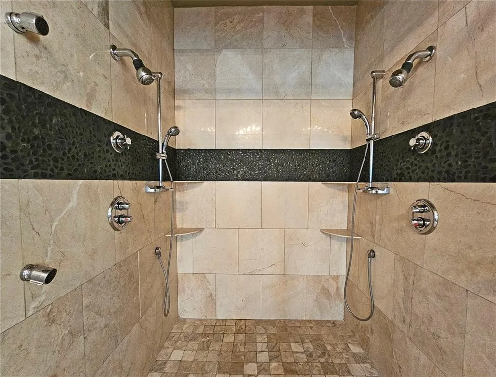 Bathroom with a tile shower