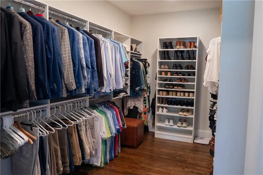 Large, walk in primary closet