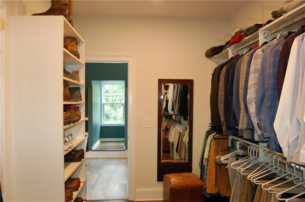 Large, walk in primary closet