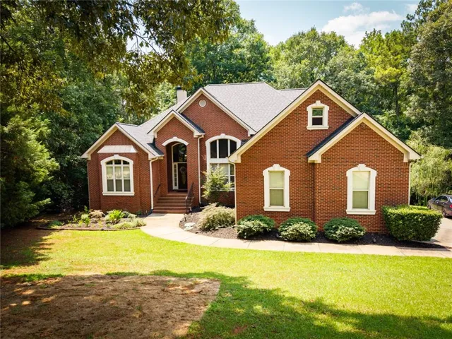 Brick exterior with white trim