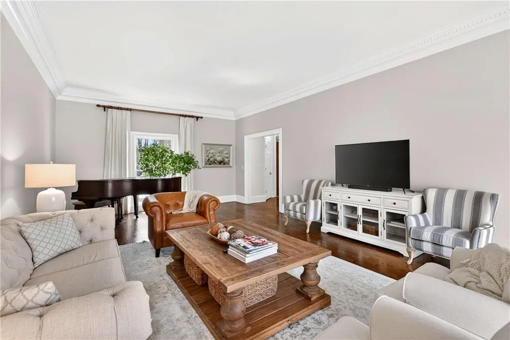 With ample room for a piano, it is especially well suited for music, conversation, and refined gatherings.