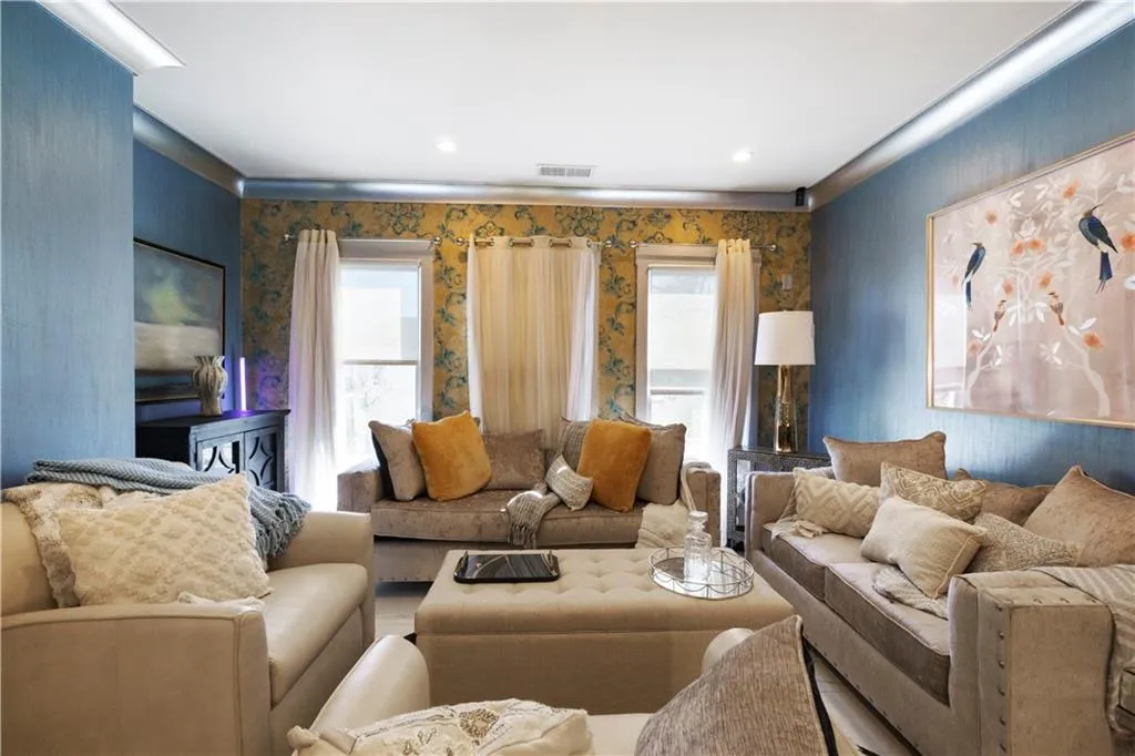 Recessed lighting and crown molding