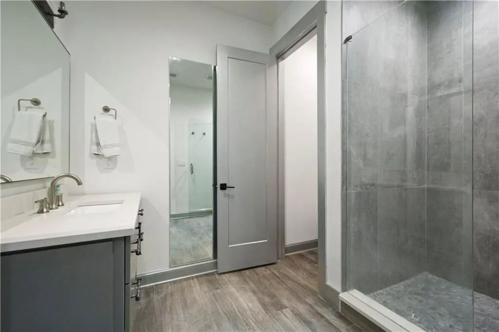 Wood-finish flooring throughout