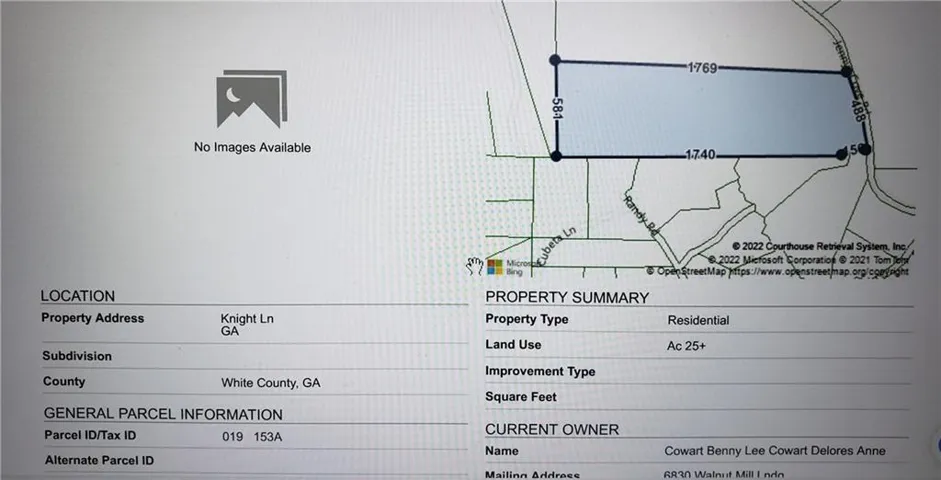 Beautiful property with 488 feet of road frontage on Jenny's 
Cove Road close to downtown Cleveland GA