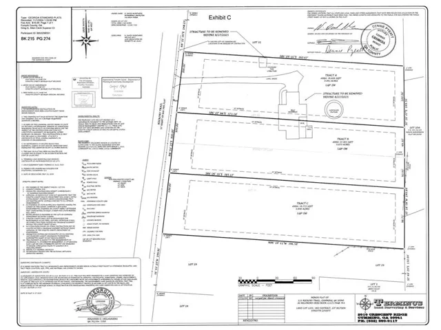 Plat Map, Illustrating the division of the property into multiple tracts with associated dimensions and notations